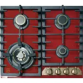 Kaiser gaskookplaat, KCG 6335 RotEm Bordeaux glas, retro inbouw kookplaat