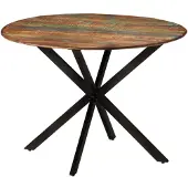 vidaXL Eettafel Ø110x78 cm massief gerecycled hout en staal