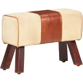 vidaXL Bankje turnbok 58 cm echt leer en massief mangohout bruin