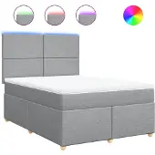 vidaXL Boxspring met matras stof lichtgrijs 160x200 cm