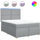 vidaXL Boxspring met matras stof lichtgrijs 140x190 cm