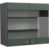 Vicco Fame-Line Glazen keukenkast – 80 cm Groen-Goud Landhuis