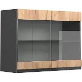 Vicco R-Line Glazen keukenkast – 80 cm J-vorm Krachtige eik goud