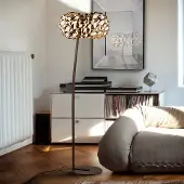 Schuller Valencia LED-vloerlamp Narisa, bruin / roest, Woon-/ Eetkamer, metaal, Modern, LED vloerlamp