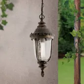 Orion Traditionele pendellamp PAULA met structuurglas Paula, bruin / roest, Aluminium, Landelijk