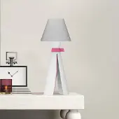Aluminor Tafellamp Floh, wit / opaal, Woon-/ Eetkamer, Textiel / Stof / Zijde, Modern, Tafellamp