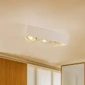 Argon Plafondspot Ronda, 3-lamps, wit dimbaar, wit / opaal, Woon-/ Eetkamer, metaal, Modern, halogeen spot