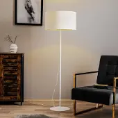 Duolla Vloerlamp Roller, wit / opaal, Woon-/ Eetkamer, Textiel / Stof / Zijde, Modern, vloerlamp