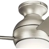 Kichler LED plafondventilator Sola, IP23 nikkel dimbaar, alu / grijs / zink, Woon-/ Eetkamer, Kunststof