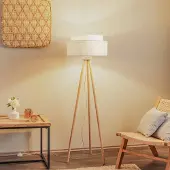 Duolla Vloerlamp Boho, hout licht, Slaapkamer, Hout, vloerlamp