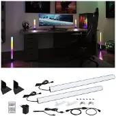 Paulmann set van 2 EntertainLED Lightbar Dynamic RGB 60cm voet Lightbar, dimbaar, zwart, Woon-/ Eetkamer, Aluminium, Modern