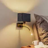 Euluna Wandlamp Harry, zwart, Woon-/ Eetkamer, metaal, Modern, wandlamp