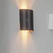 Euluna Wandlamp Satin, dimbaar, zwart, Woon-/ Eetkamer, Textiel / Stof / Zijde, Wandlamp