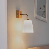Envostar Wandlamp Risco, dimbaar, wit / opaal, Woon-/ Eetkamer, Textiel / Stof / Zijde, Wandlamp