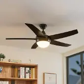 LINDBY Plafondventilator met verlichting Auraya, stil, zwart Auraya, zwart, Woon-/ Eetkamer, metaal, Modern