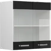 Vicco R-Line Glazen keukenkast – 60 cm Zwart hoogglans