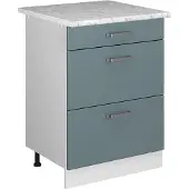 Vicco R-Line Keukenonderkast – 60 cm met laden, met marmeren werkblad Blauw-grijs