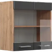 Vicco R-Line Glazen keukenkast – 60 cm Antraciet Hoogglans