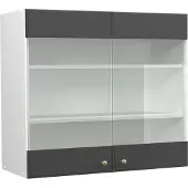 Vicco Fame-Line Glazen keukenkast – 80 cm Antraciet-goud