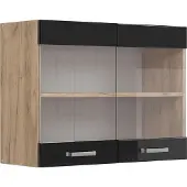 Vicco R-Line Glazen keukenkast – 80 cm Zwart hoogglans