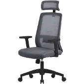 ML-Design Ergonomische bureaustoel grijs netweefsel met verstelbare armleuningen en hoofdsteun ML design