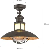 LINDBY Plafondlampe , Louisanne, dimbare, Roestbruin, Keuken, Metaal, Maritiem