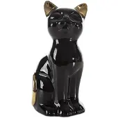 Eurofirany Decoratieve Kattenfiguur Zwart Keramiek 11x9x20 cm