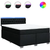 vidaXL Boxspring met matras stof zwart 140x190 cm