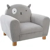 Atmosphera Kids Grijze fauteuil met kattenoren voor kinderkamer H 43 cm