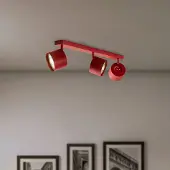 Argon Plafondspot Chloe verstelbaar 3-lamps, rood Chloe, dimbaar, rood, Woon-/ Eetkamer, metaal, Modern