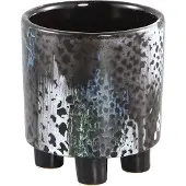 Ptmd collection PTMD Snakes Ronde Bloempot Op Voet - H11,5xØ10,5 cm - Keramiek - Grijs