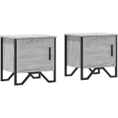 vidaXL Nachtkastjes 2 st 40x30x40 cm bewerkt hout grijs sonoma eiken