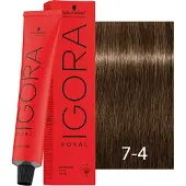 Schwarzkopf Permanente kleur - - Igora Royal 7-4 - Blond beige - Zonder ammoniaak - 60ml