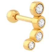 Lucardi Dames Helixpiercing rij kristal - Piercing - Cadeau - Staal - Goudkleurig