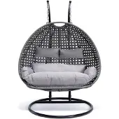 HOME DELUXE Hangstoel Polyrattan TWIN - Grijs - Met kussens