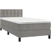 vidaXL Boxspring met matras fluweel lichtgrijs 80x200 cm