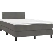 vidaXL Boxspring met matras fluweel donkergrijs 120x200 cm