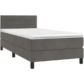 vidaXL Boxspring met matras fluweel donkergrijs 90x190 cm