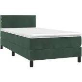 vidaXL Boxspring met matras en LED fluweel donkergroen 100x200 cm