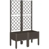 vidaXL Plantenbak met latwerk 80x40x142 cm polypropeen bruin