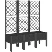 vidaXL Plantenbak met latwerk 120x40x142 cm polypropeen zwart