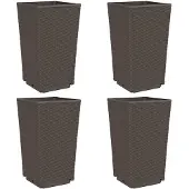 vidaXL Plantenbakken 4 st 32,5x32,5x57 cm polypropeen bruin