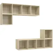vidaXL 4-delige Tv-meubelset bewerkt hout sonoma eikenkleurig