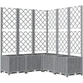 vidaXL Plantenbak met latwerk 120x120x136 cm polypropeen lichtgrijs