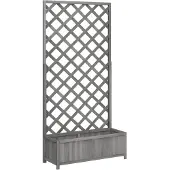 vidaXL Plantenbak met latwerk 90x35x180 cm massief vurenhout grijs