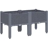 vidaXL Plantenbak met poten 80x40x42 cm polypropeen blauwgrijs