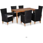 vidaXL Tuinset poly rattan en massief acaciahout 7-delig online kopen