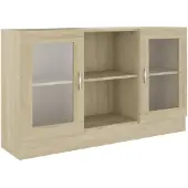 vidaXL Vitrinekast 120x30,5x70 cm bewerkt hout sonoma eikenkleurig