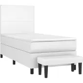 vidaXL Boxspring met matras kunstleer wit 90x200 cm