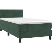 vidaXL Boxspring met matras fluweel donkergroen 90x190 cm